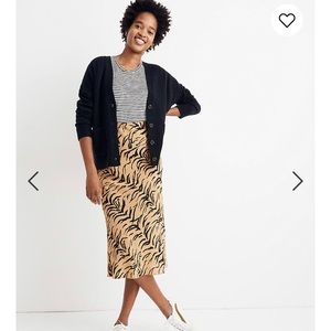Madewell Silk Midi Tiger Stripe Skirt